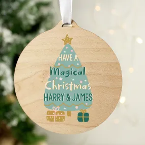 Personalised Christmas Tree Round Wooden Decoration