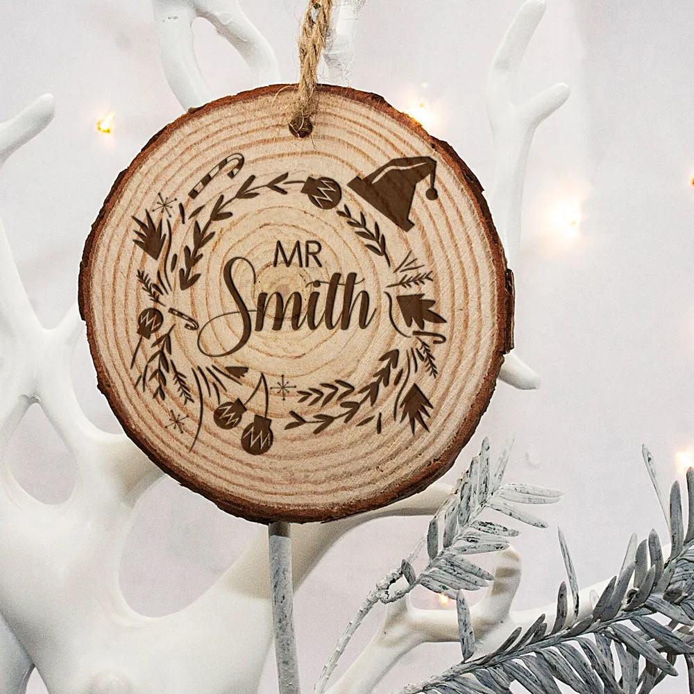 Personalised Engraved Set of Two Couple's Christmas Tree Decoration