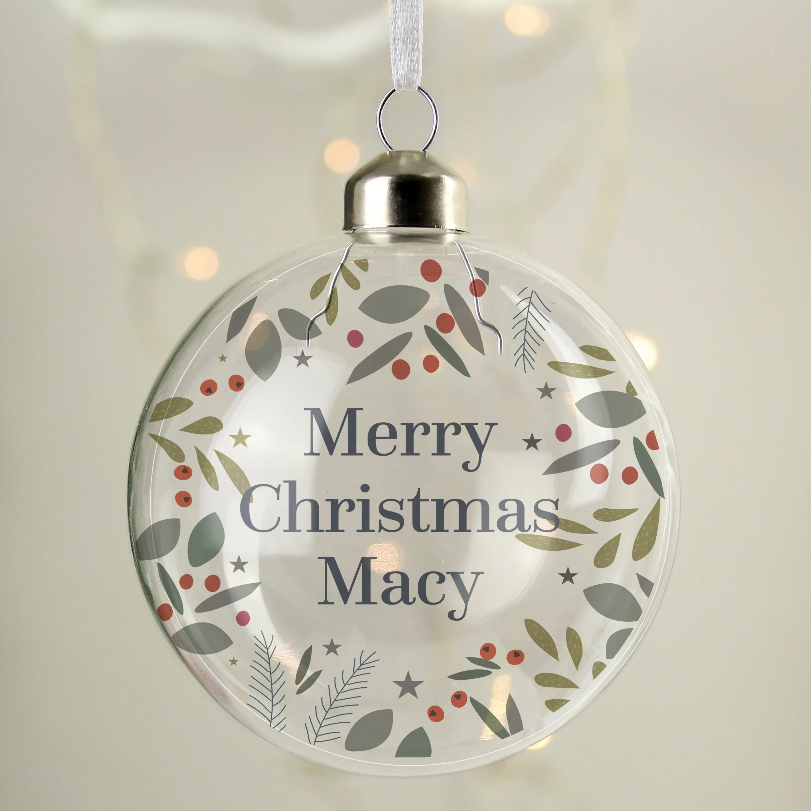 Personalised Festive Christmas Glass Bauble