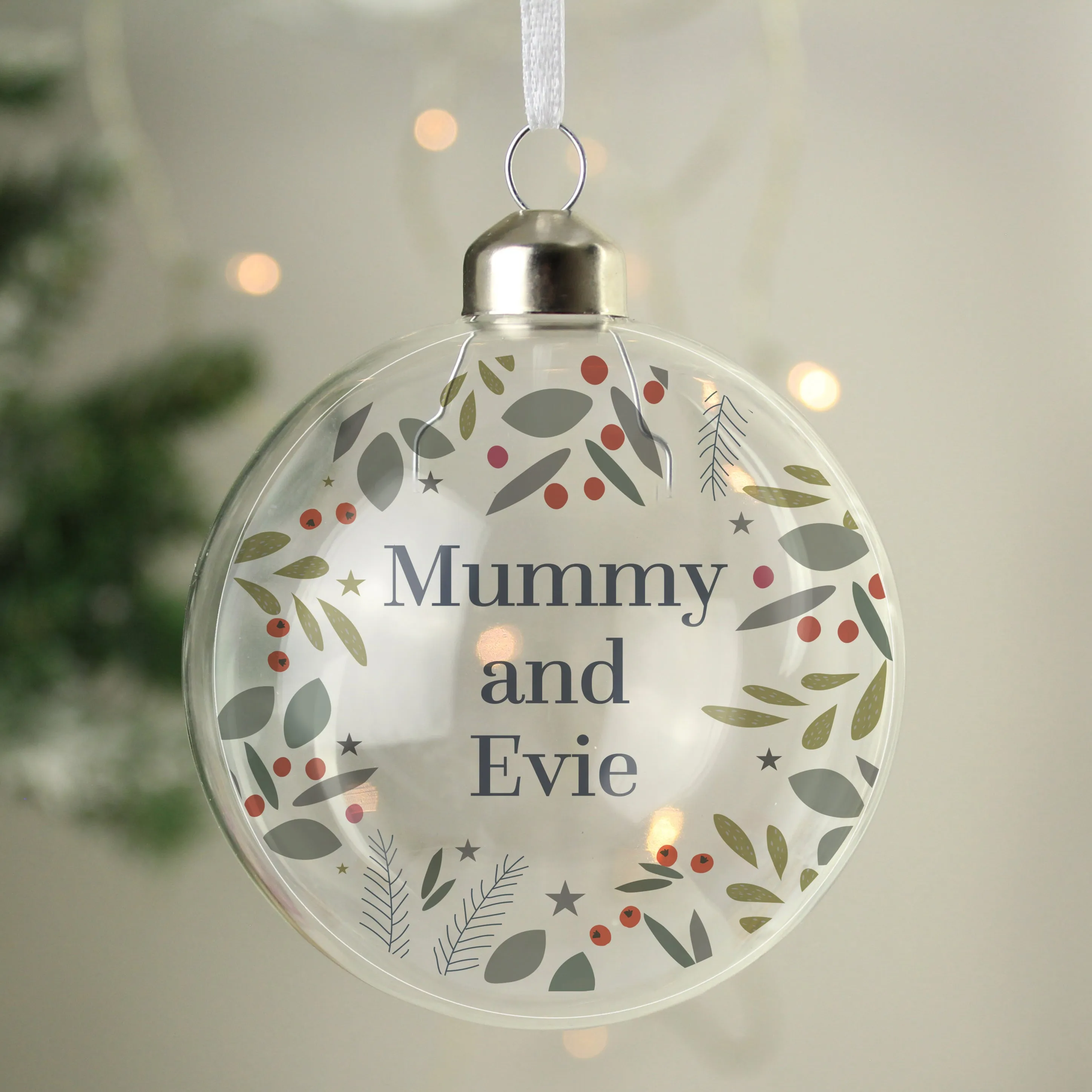 Personalised Festive Christmas Glass Bauble