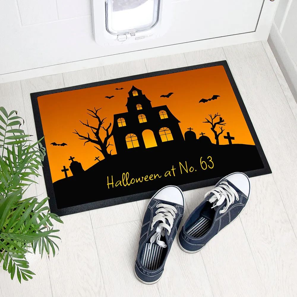 Personalised Halloween Spooky House Indoor Doormat