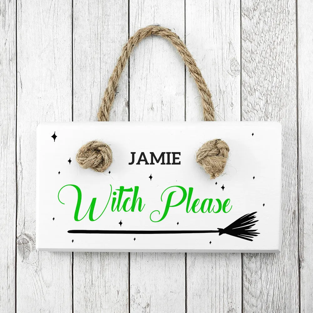 Personalised Halloween Witches Broom Sign