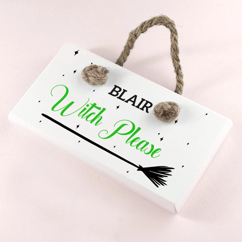 Personalised Halloween Witches Broom Sign