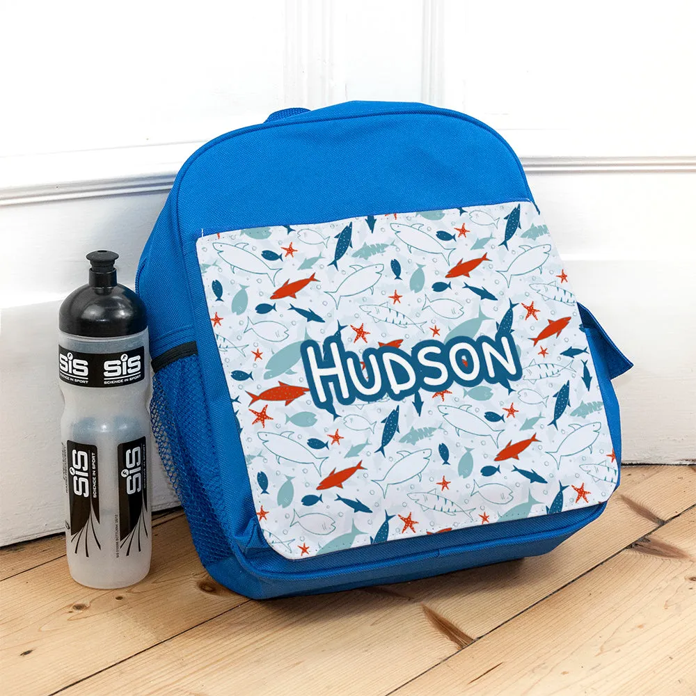 Personalised Kids Blue Backpack