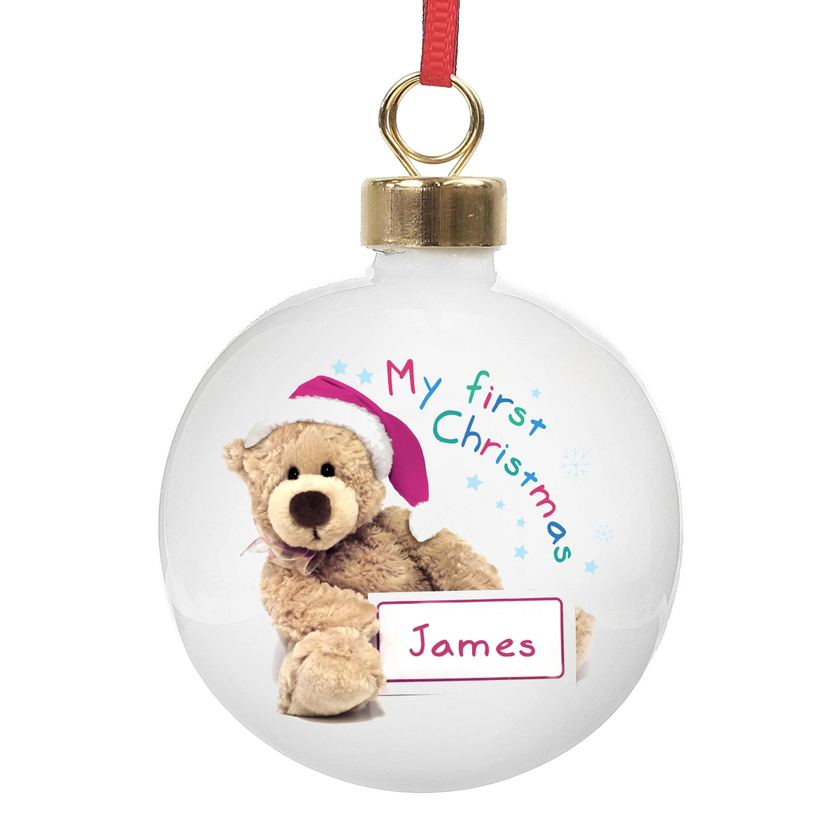 Personalised Teddy 1st Christmas Bauble