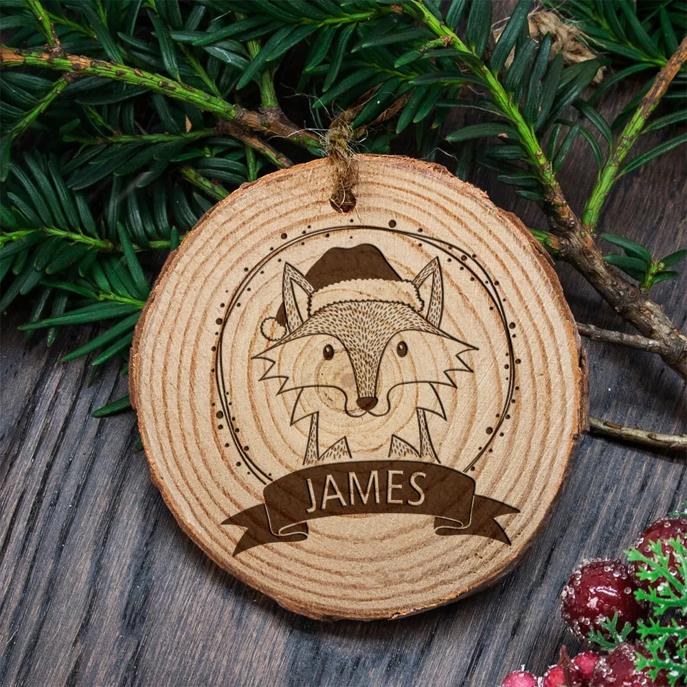 Personalised Woodland Fox Christmas Tree Decoration