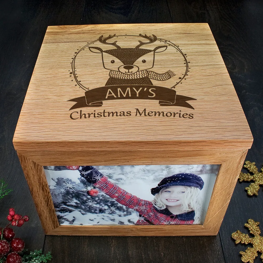 Personalised Woodland Reindeer Christmas Memory Box