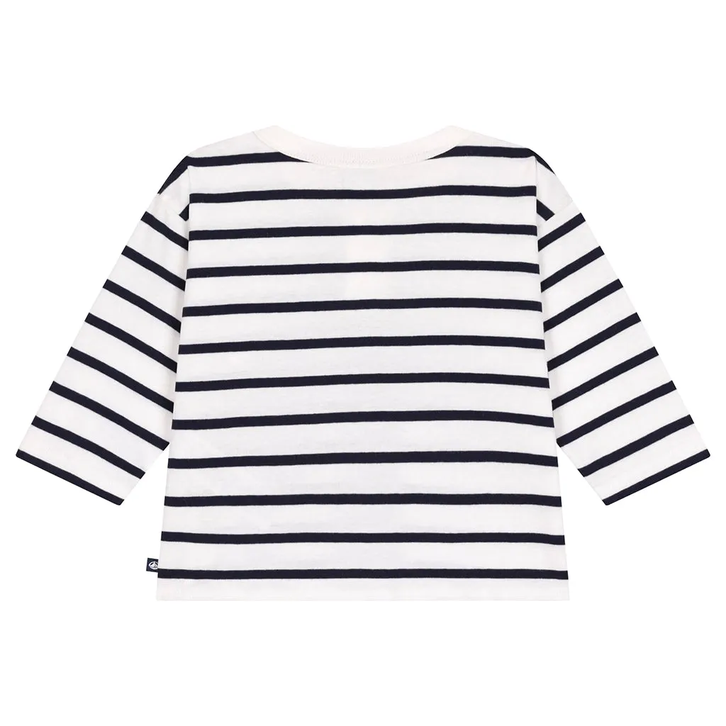 Petit Bateau Baby T-shirt White With Tuxedo Blue Stripes