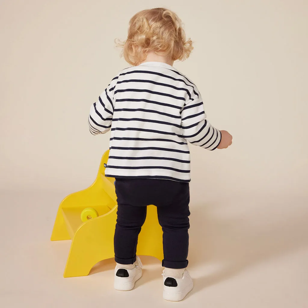 Petit Bateau Baby T-shirt White With Tuxedo Blue Stripes