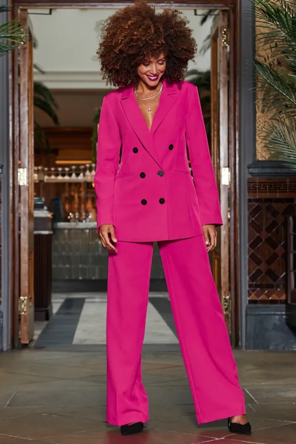 Pink Longline Tuxedo Blazer