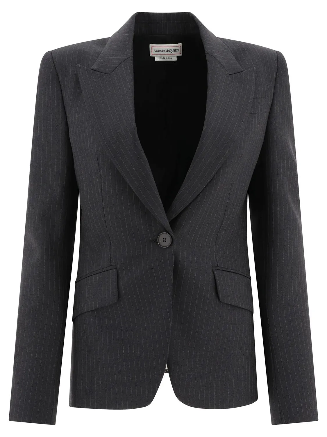 PINSTRIPED SINGLE-BREASTED BLAZER