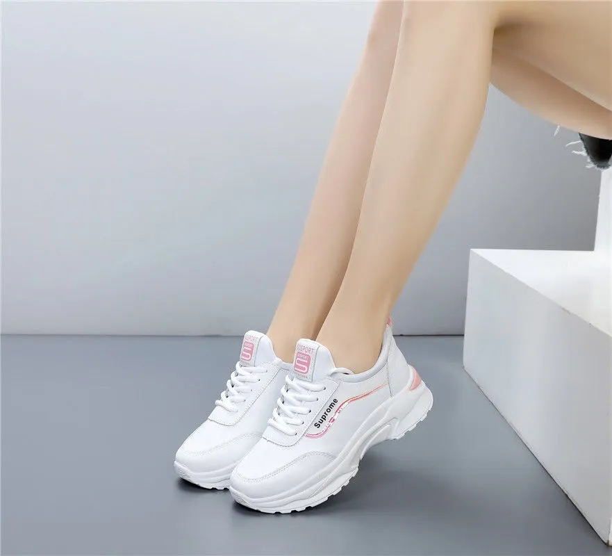 Platform Vulcanized Casual Fashion Basket All-match Thick Bottom Autumn Winter Lace-up Women's Sneakers.