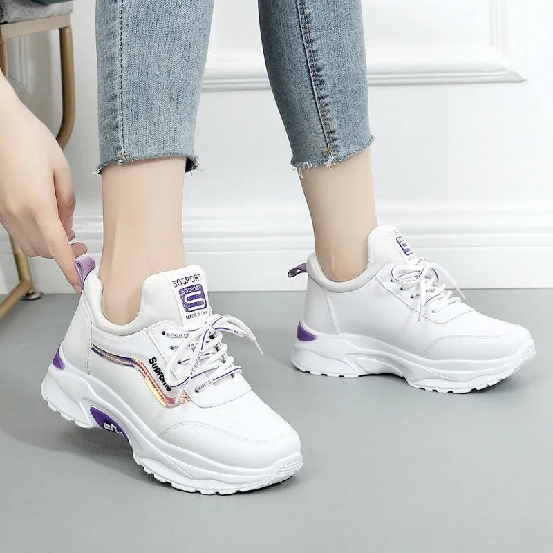 Platform Vulcanized Casual Fashion Basket All-match Thick Bottom Autumn Winter Lace-up Women's Sneakers.