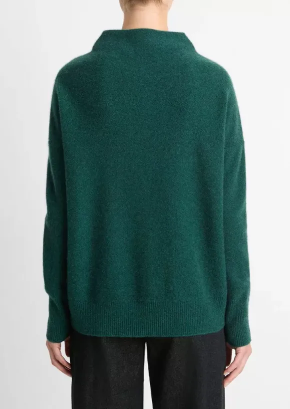 Plush Cashmere Funnel Neck Sweater - Heather Jade Lake