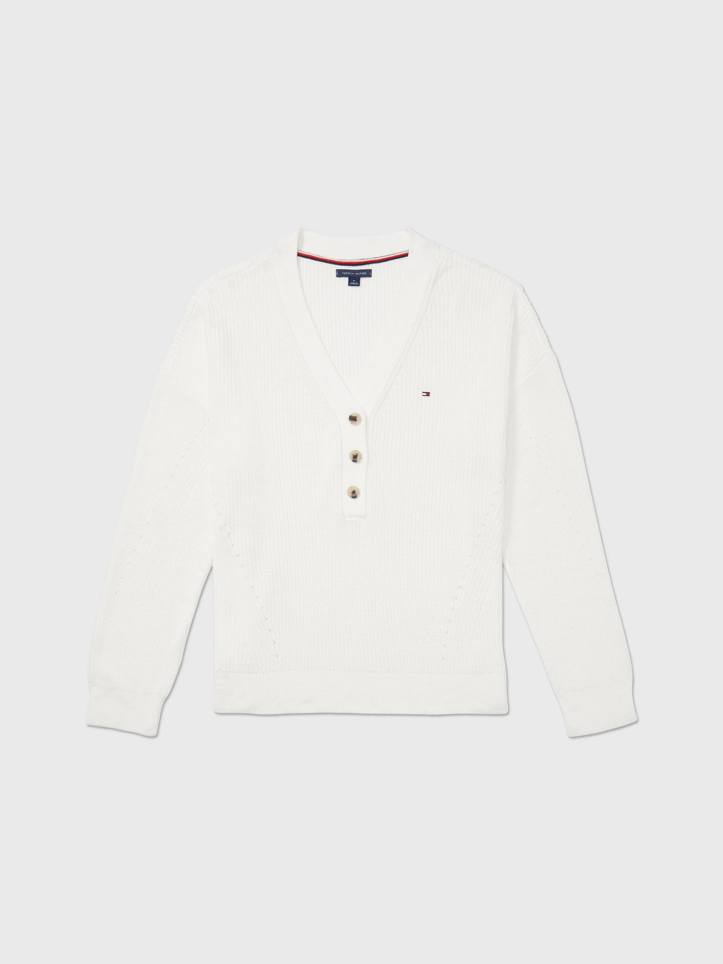 Pointelle Henley Sweater (Womens) - Milky Way