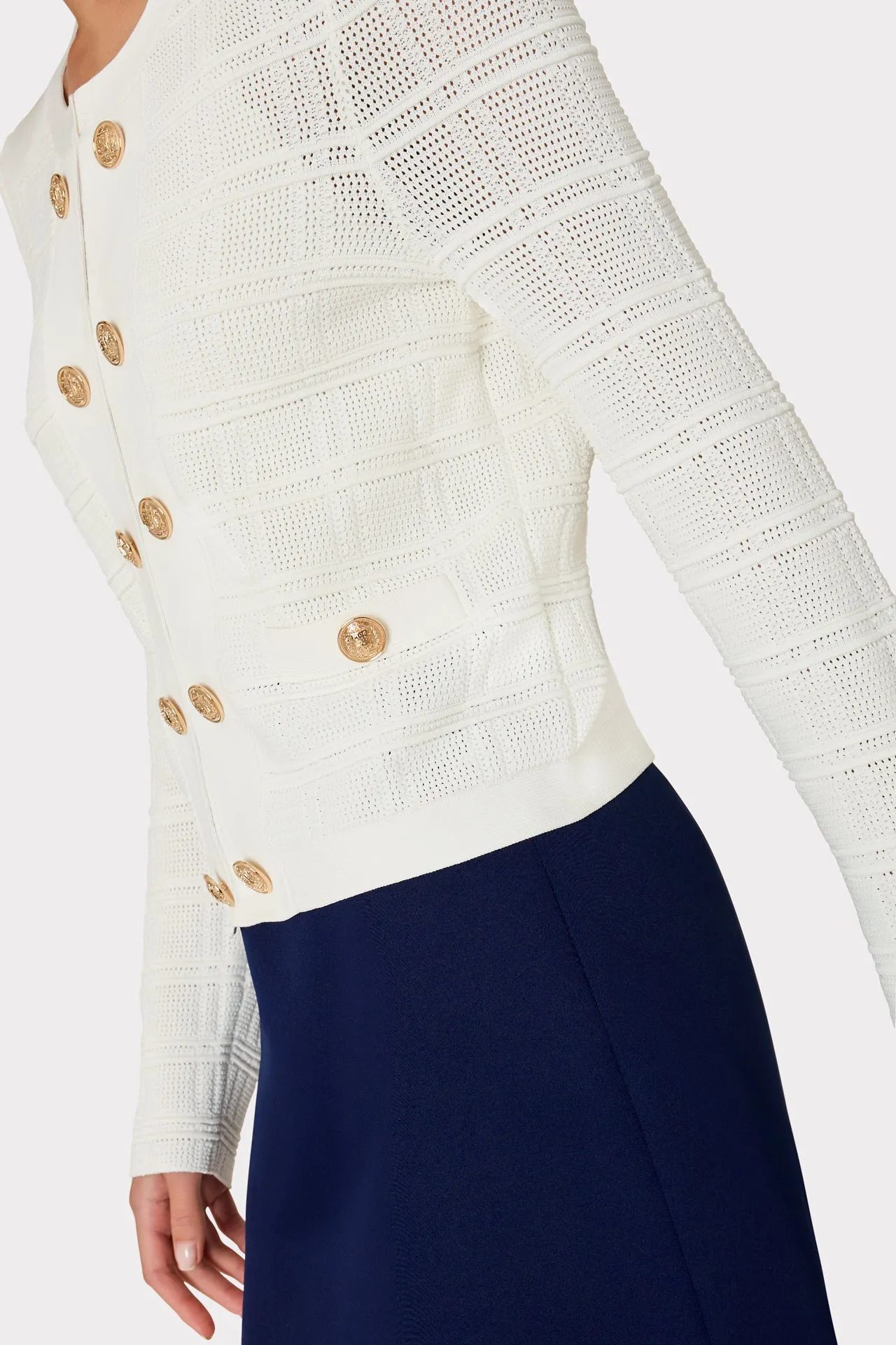 Pointelle Textured Knit Jacket