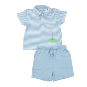 Polo Shirt & Short Set Golf / Blue Stripe