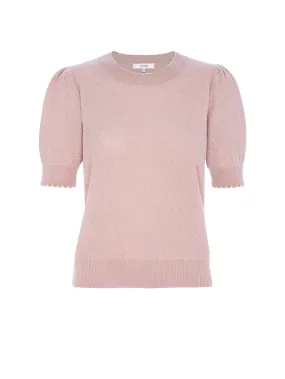 Puff Sleeve Pointelle Sweater - Peony