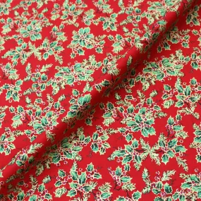 Red Christmas Cotton - Festive Berries