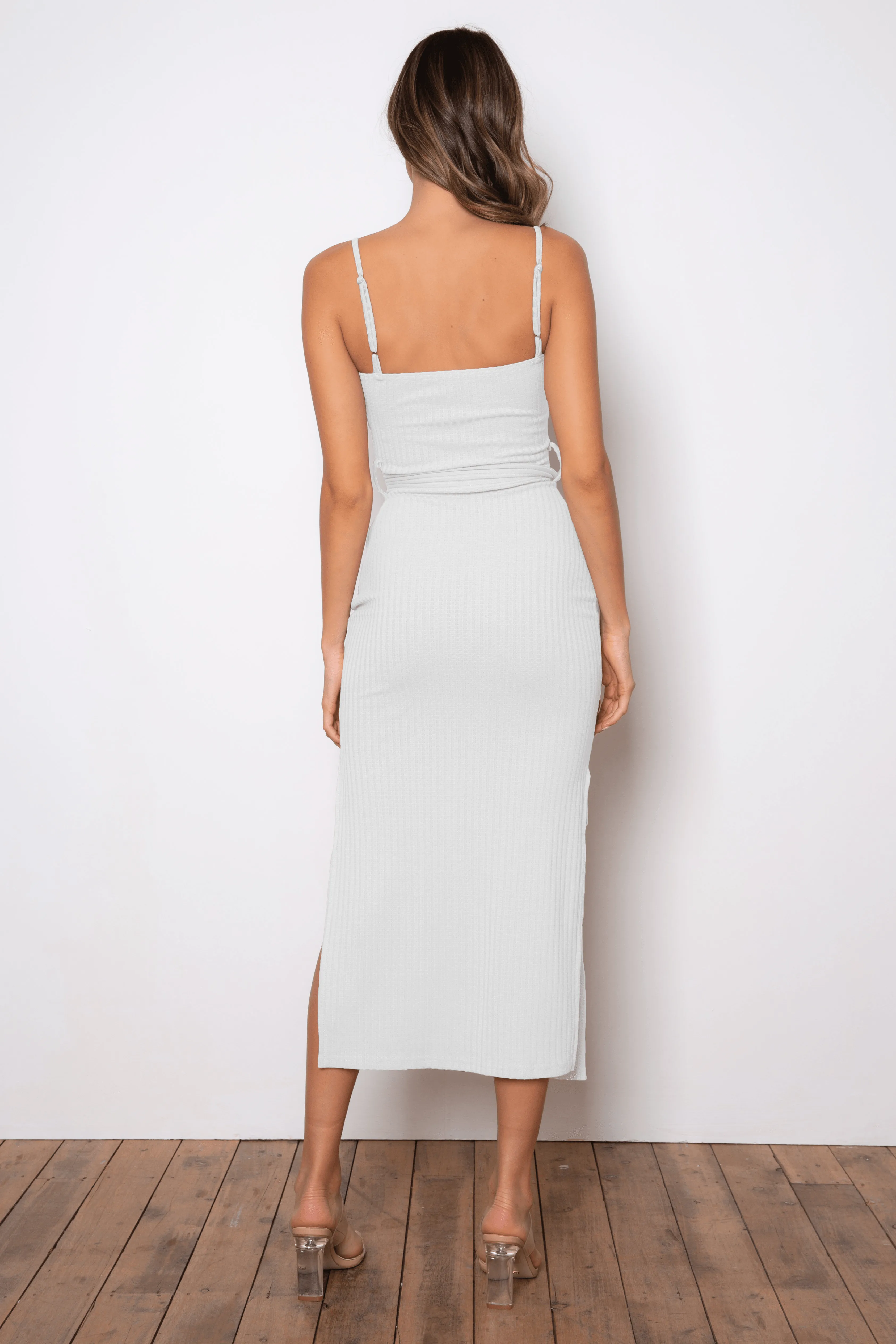 Rib Midi Dress - White