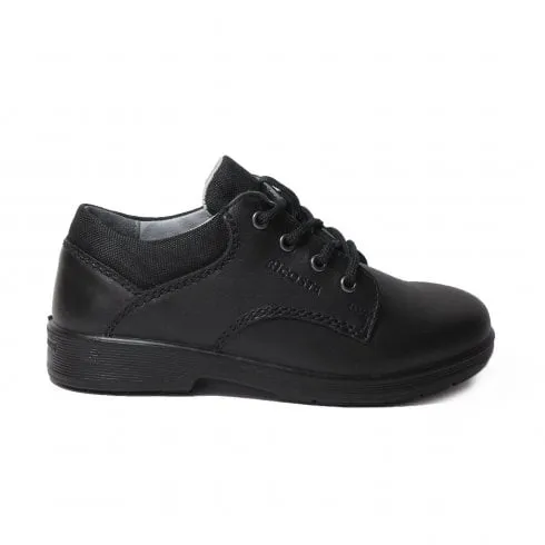 Ricosta Harry | Black Leather | Wide Width | Boys Lace Up School Shoes