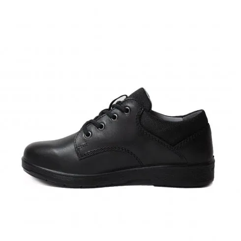 Ricosta Harry | Black Leather | Wide Width | Boys Lace Up School Shoes