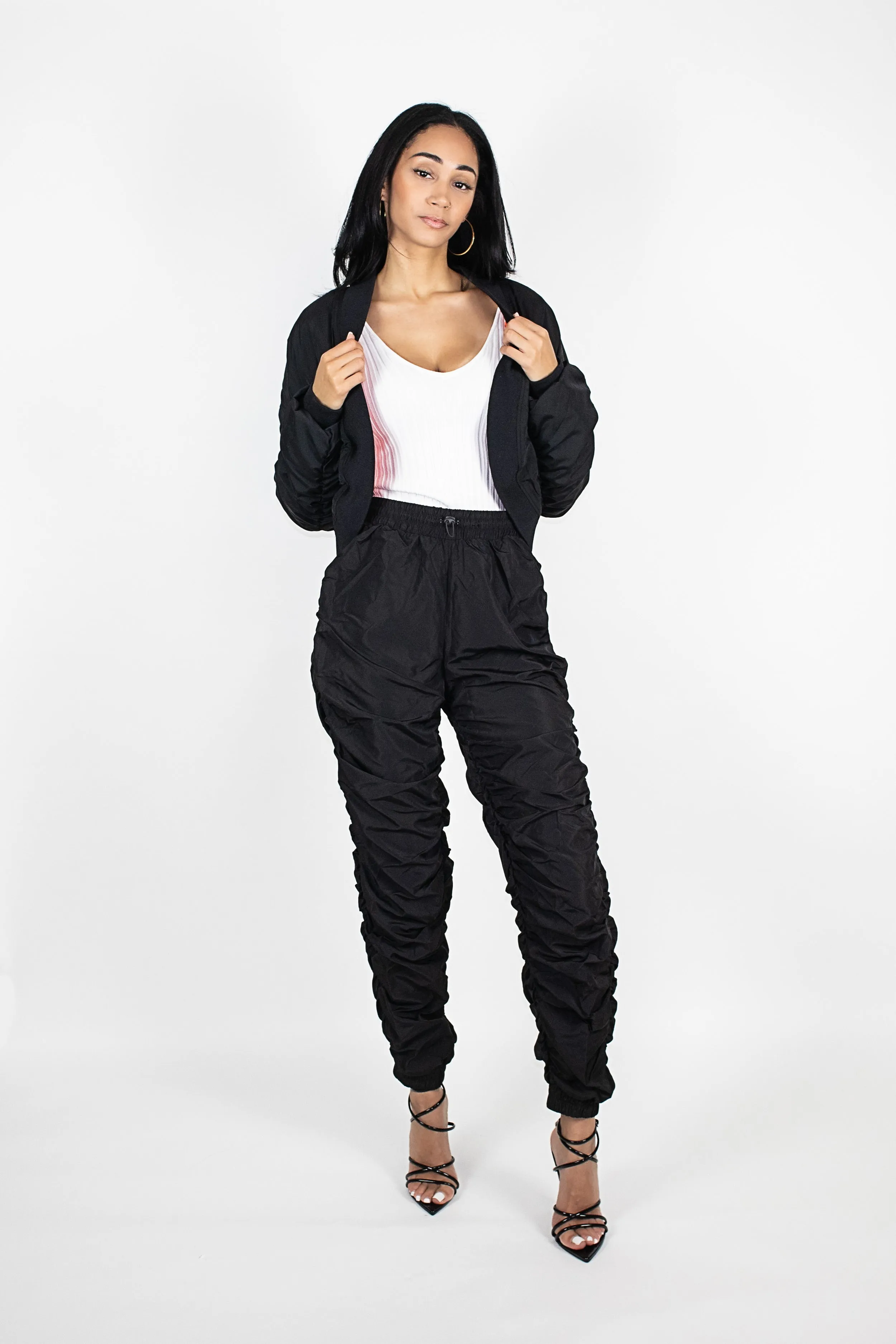 Ruched Jogger Pants Black