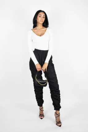 Ruched Jogger Pants Black