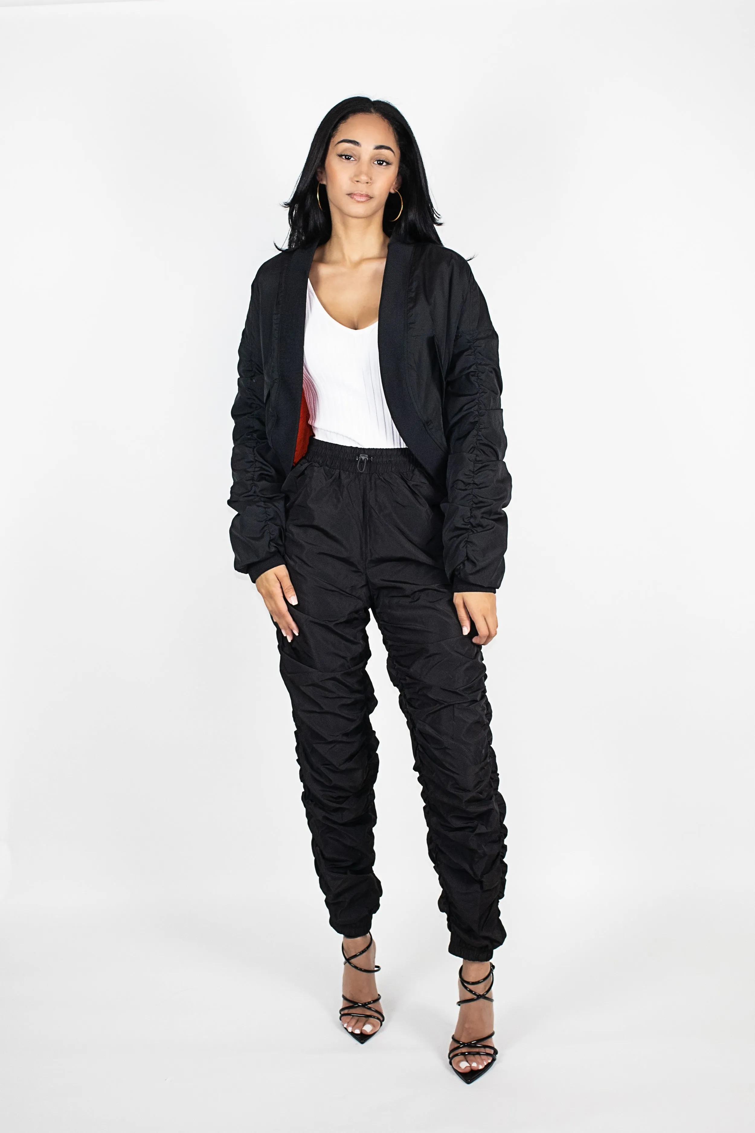 Ruched Jogger Pants Black