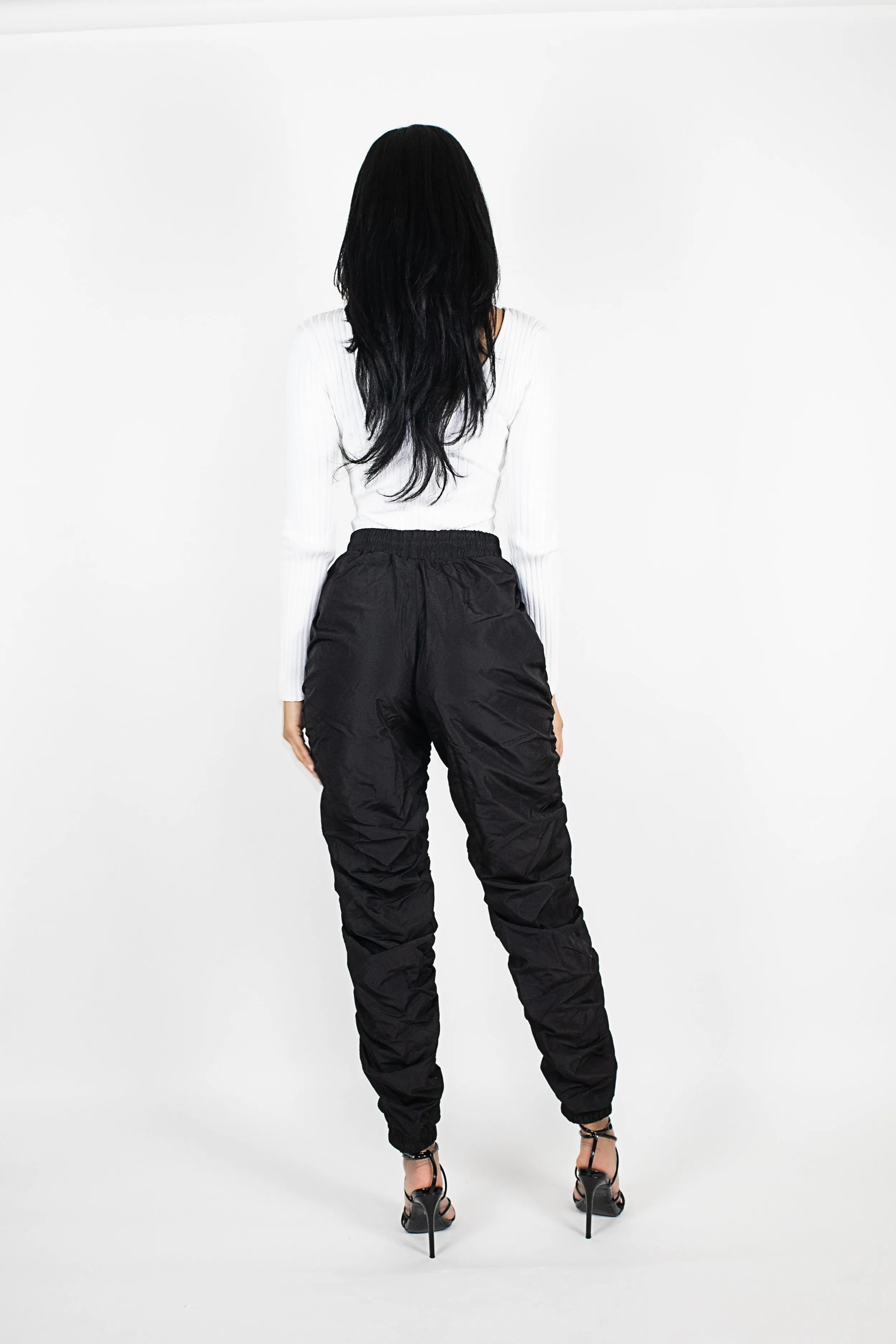 Ruched Jogger Pants Black