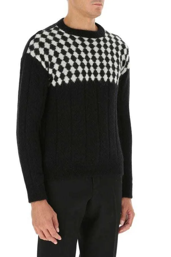 Saint Laurent  |SWEATER WITH DIAMOND-PATTERNED BIB