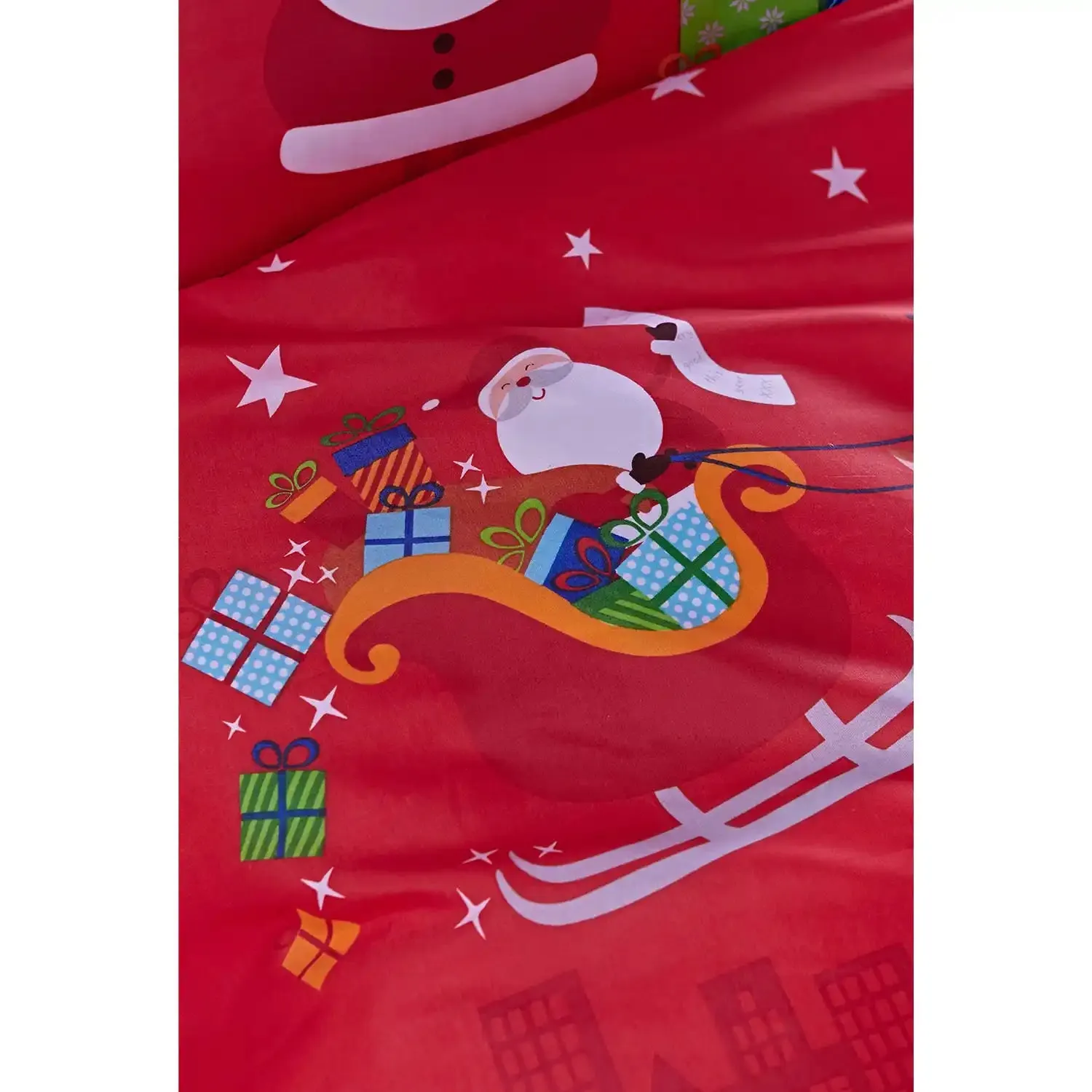 Santa's Christmas Presents Duvet Cover Set With Pillowcases Red