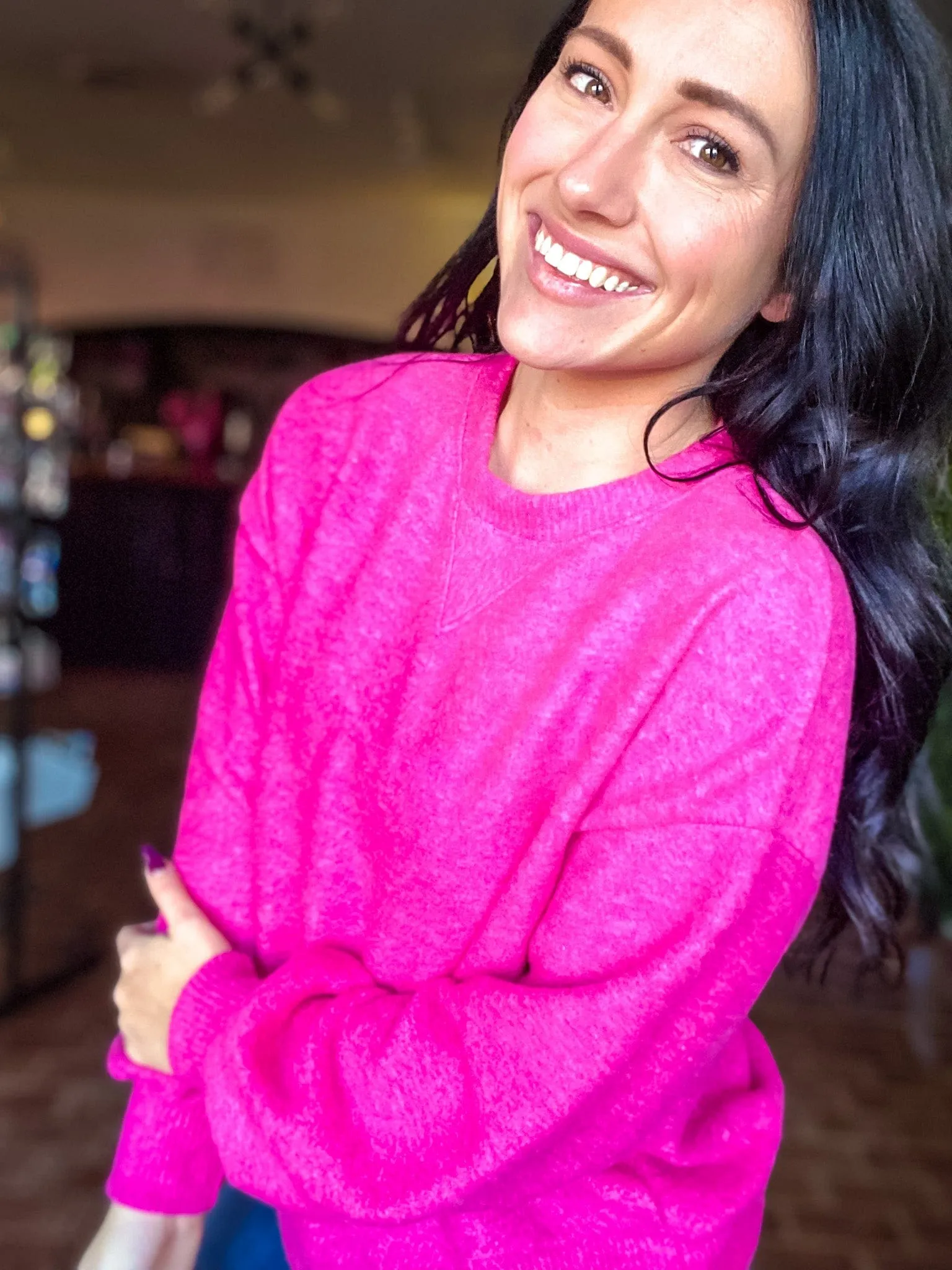 Savannah Brushed Knit Pullover Pink