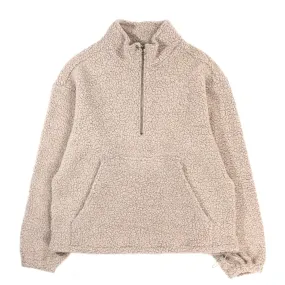 S.K. MANOR HILL HALF-ZIP FLEECE BEIGE WOOL PILE PINK SPECKLES