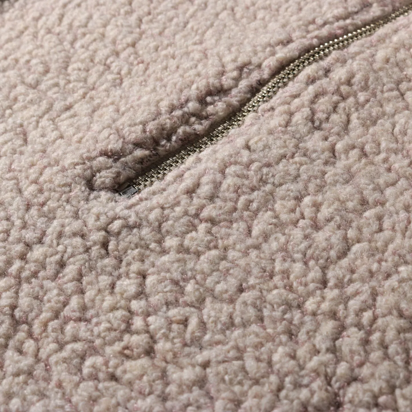 S.K. MANOR HILL HALF-ZIP FLEECE BEIGE WOOL PILE PINK SPECKLES