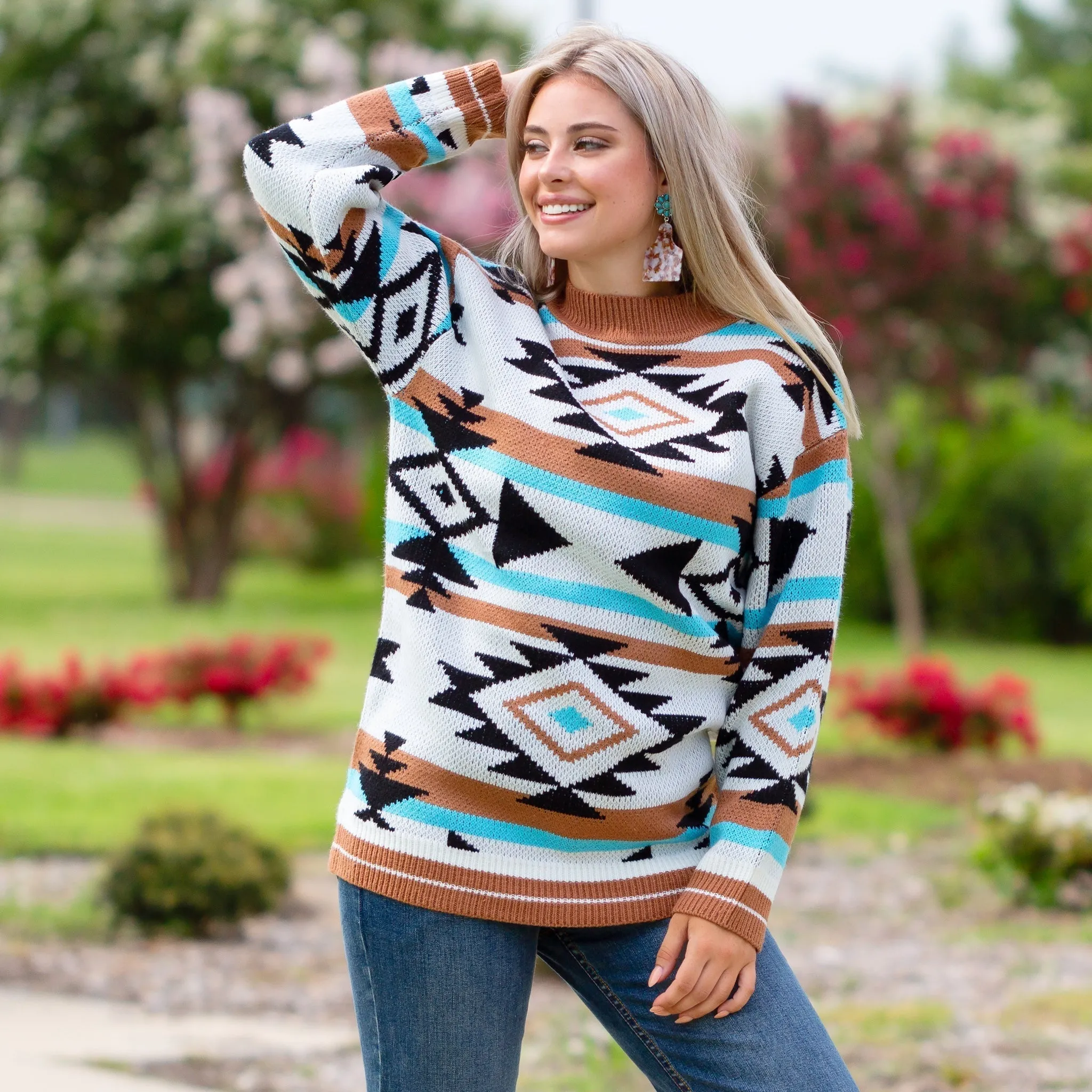 S,L,XL, 2X, 3X : WARM TRIBAL SWEATER