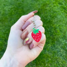 Strawberry Keychain - Cute Emoji- Kawaii Fruit/Food