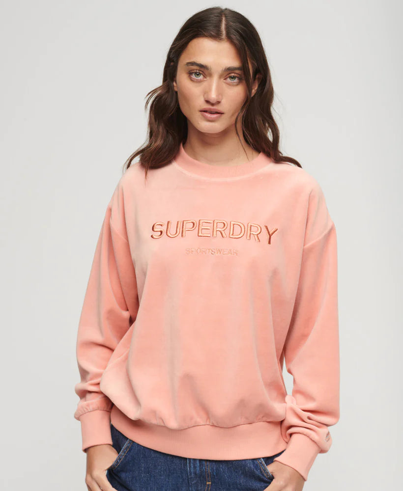 Superdry - Velour Graphic Boxy Crew Sweatshirt Orange