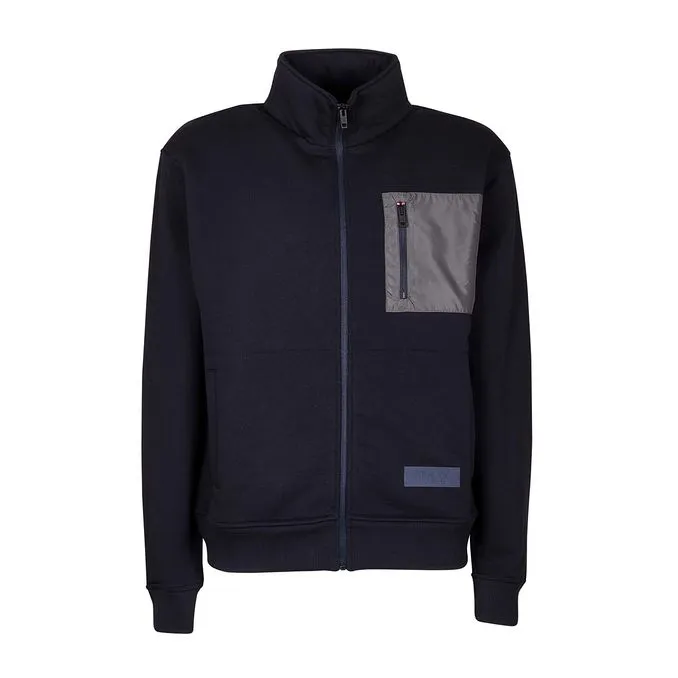 SWEATER WITH NYLON POCKET Man Blue