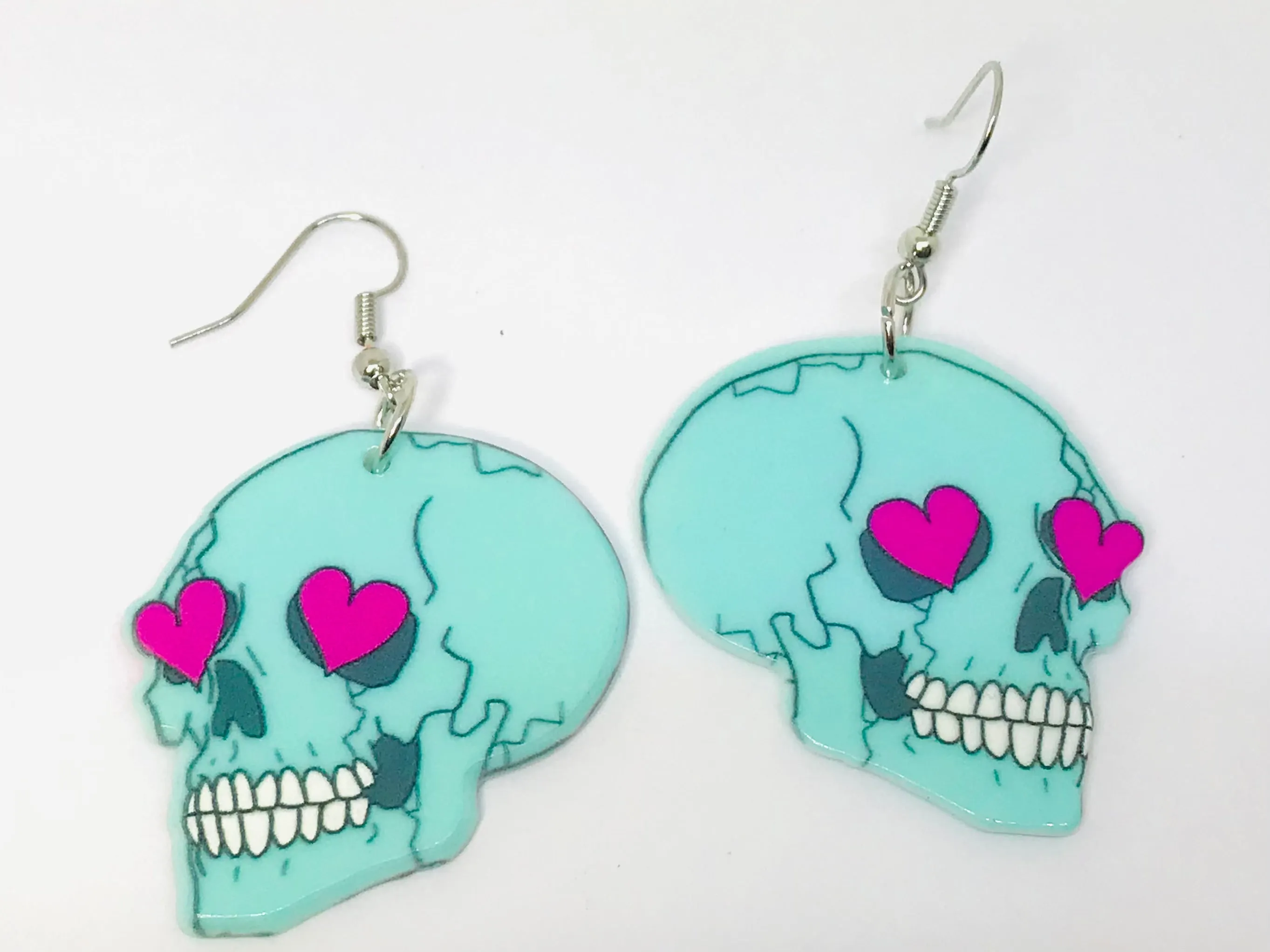 Sweet Skull With Love Halloween Acrylic Earrings