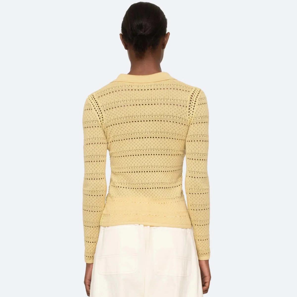 Syble Pointelle Collared Sweater - Yellow