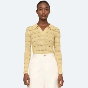 Syble Pointelle Collared Sweater - Yellow