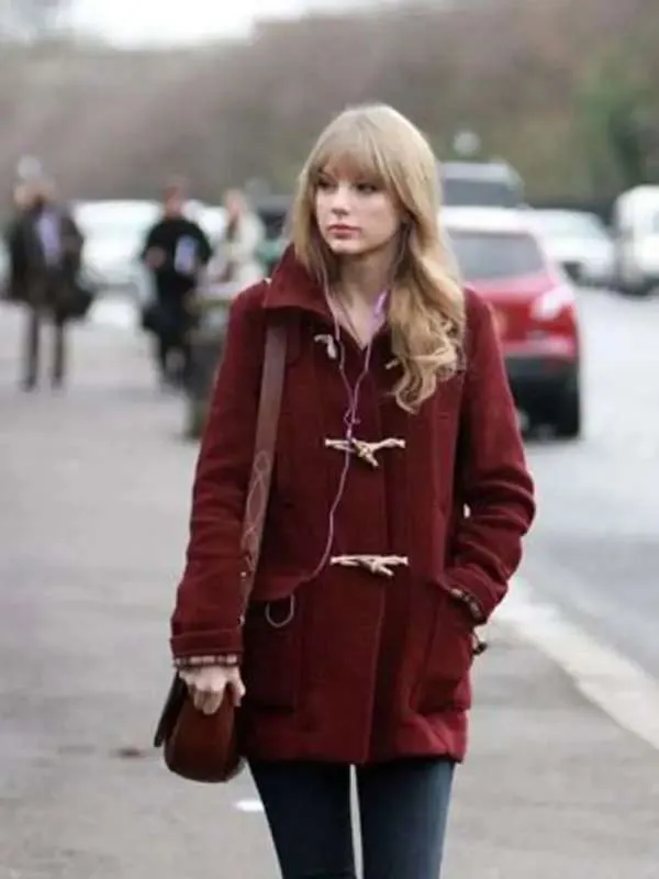 Taylor Swift Burgundy Toggle Coat - New American Jackets