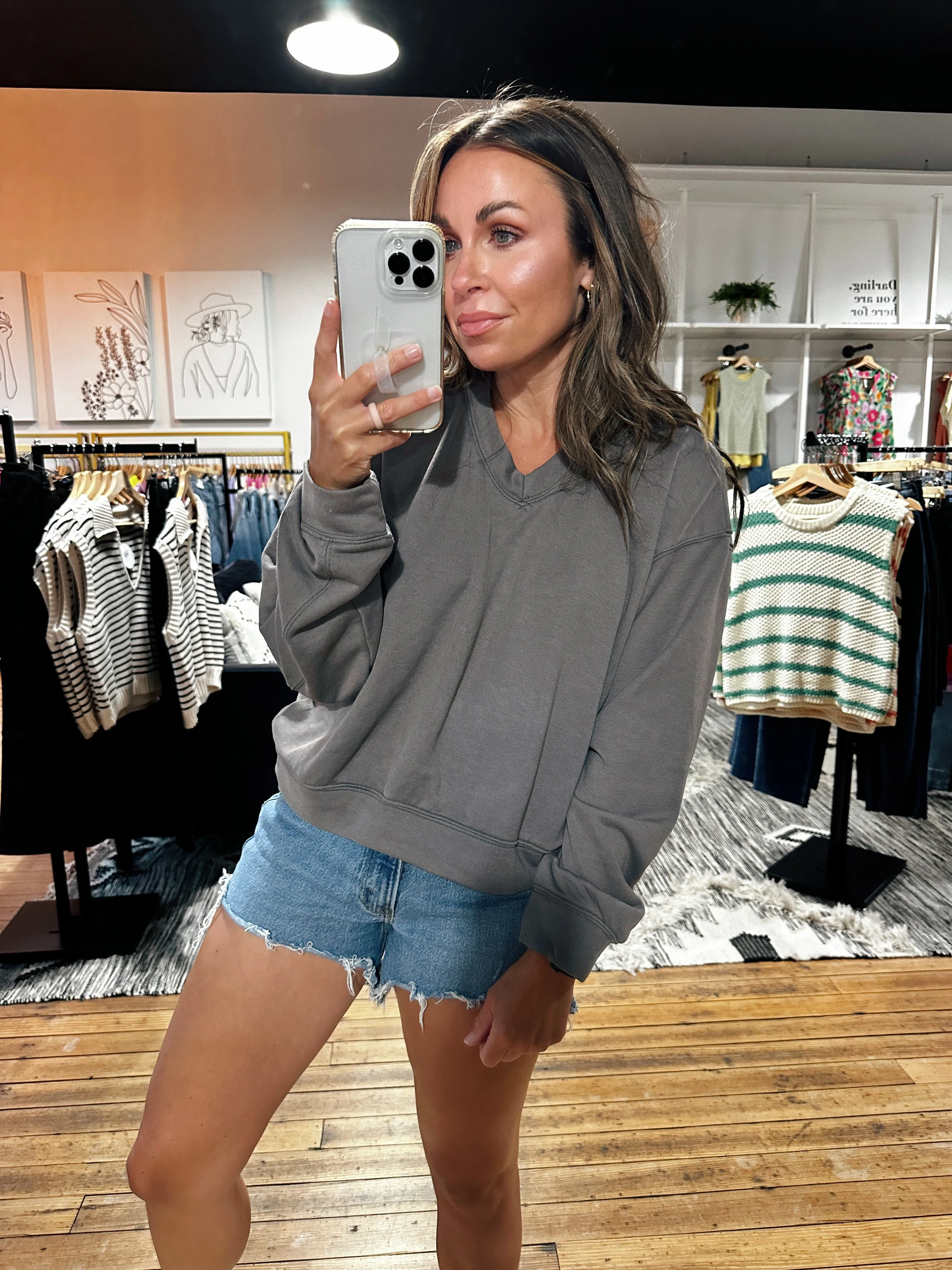 Teri Washed Charcoal Sweatshirt