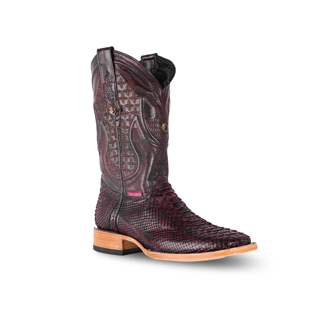 Texas Country Boot PYTHON BLACK CHERRY PN30