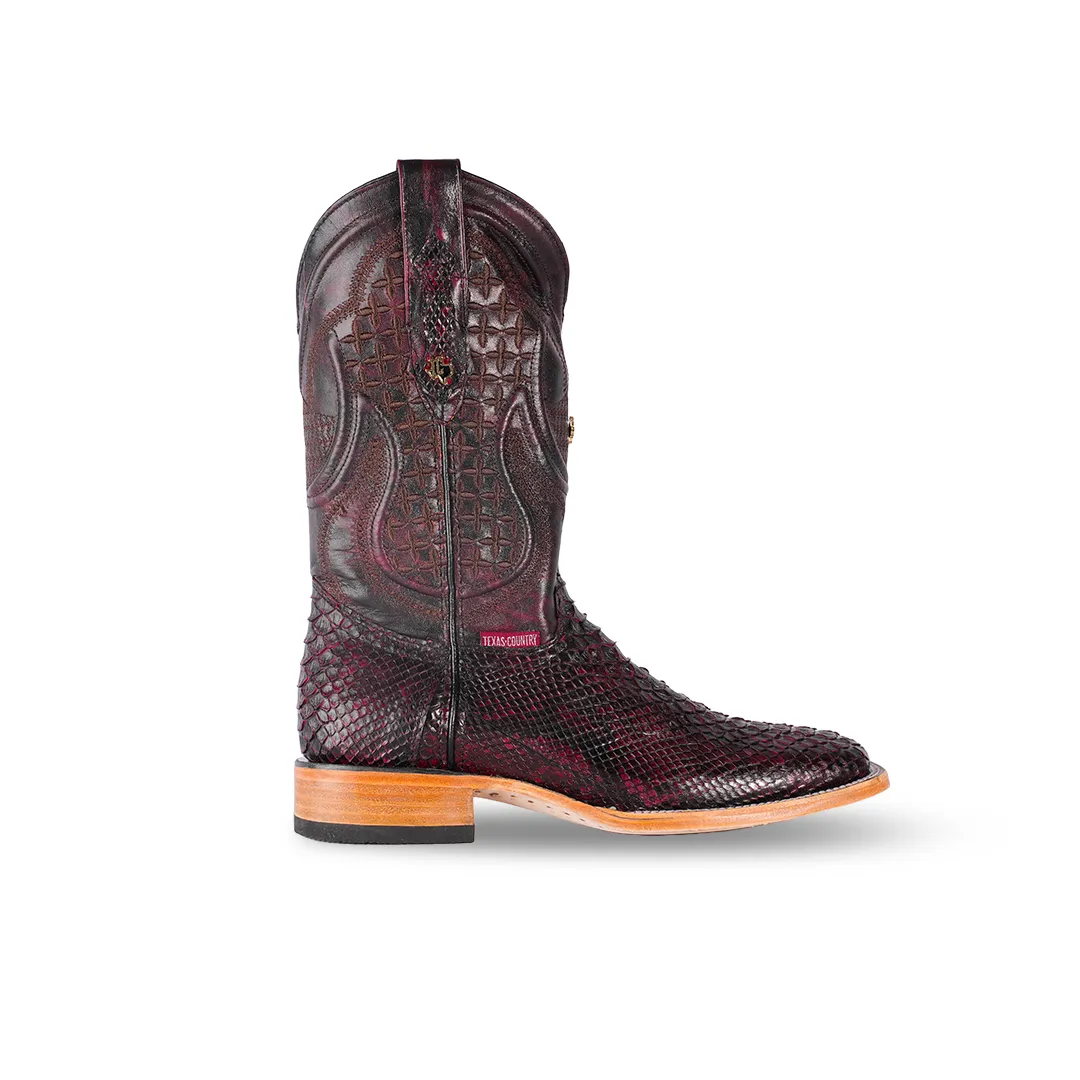 Texas Country Boot PYTHON BLACK CHERRY PN30