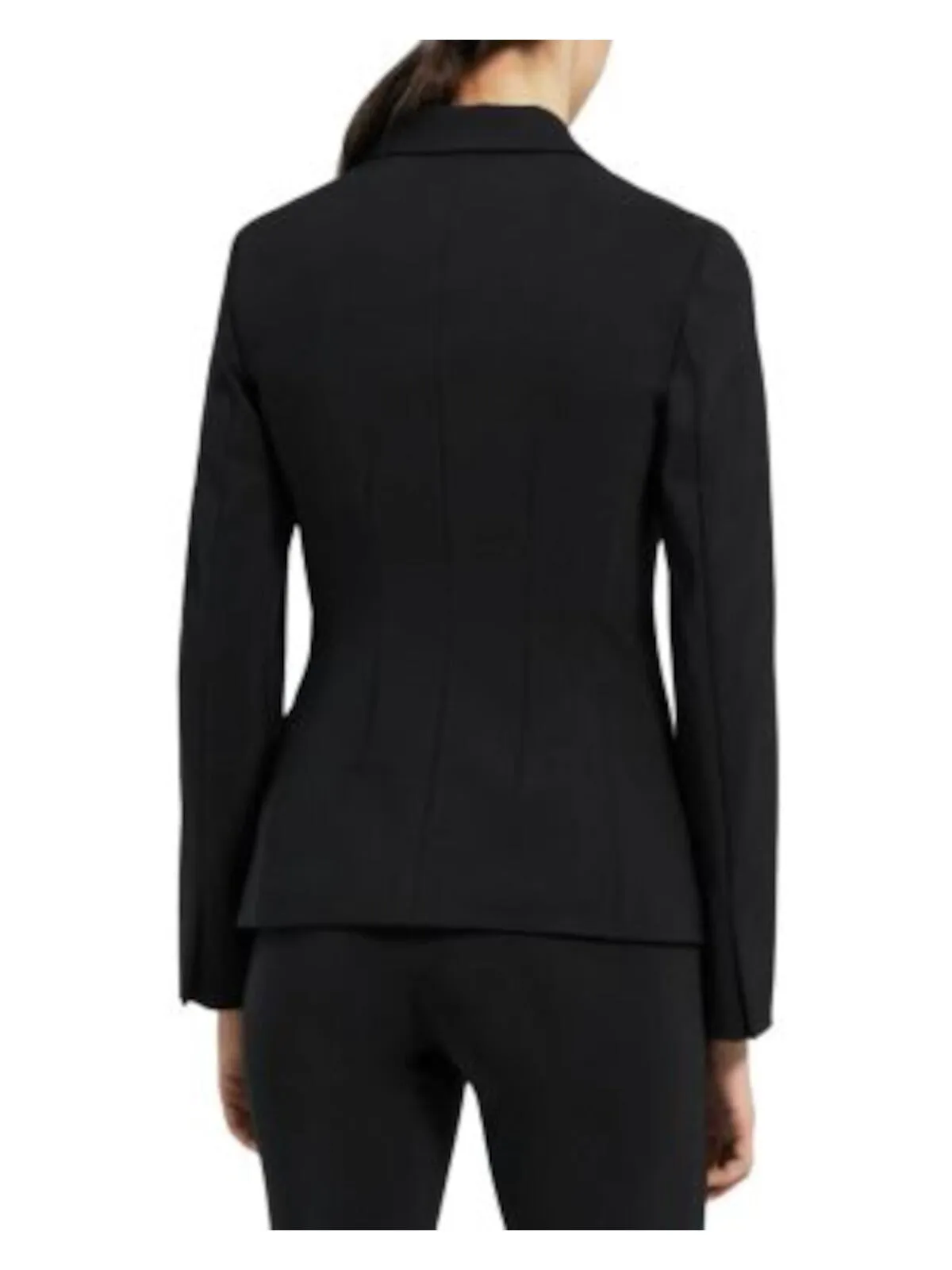 THEORY Womens Black Pocketed Lined Double Breasted Angle Front Wear To Work Blazer Jacket