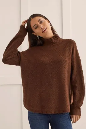 Tribal Textured Mock Neck Sweater