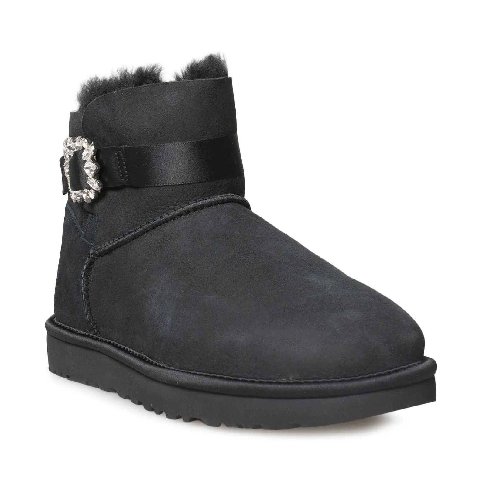 UGG Mini Side Brooch Black Boots - Women's