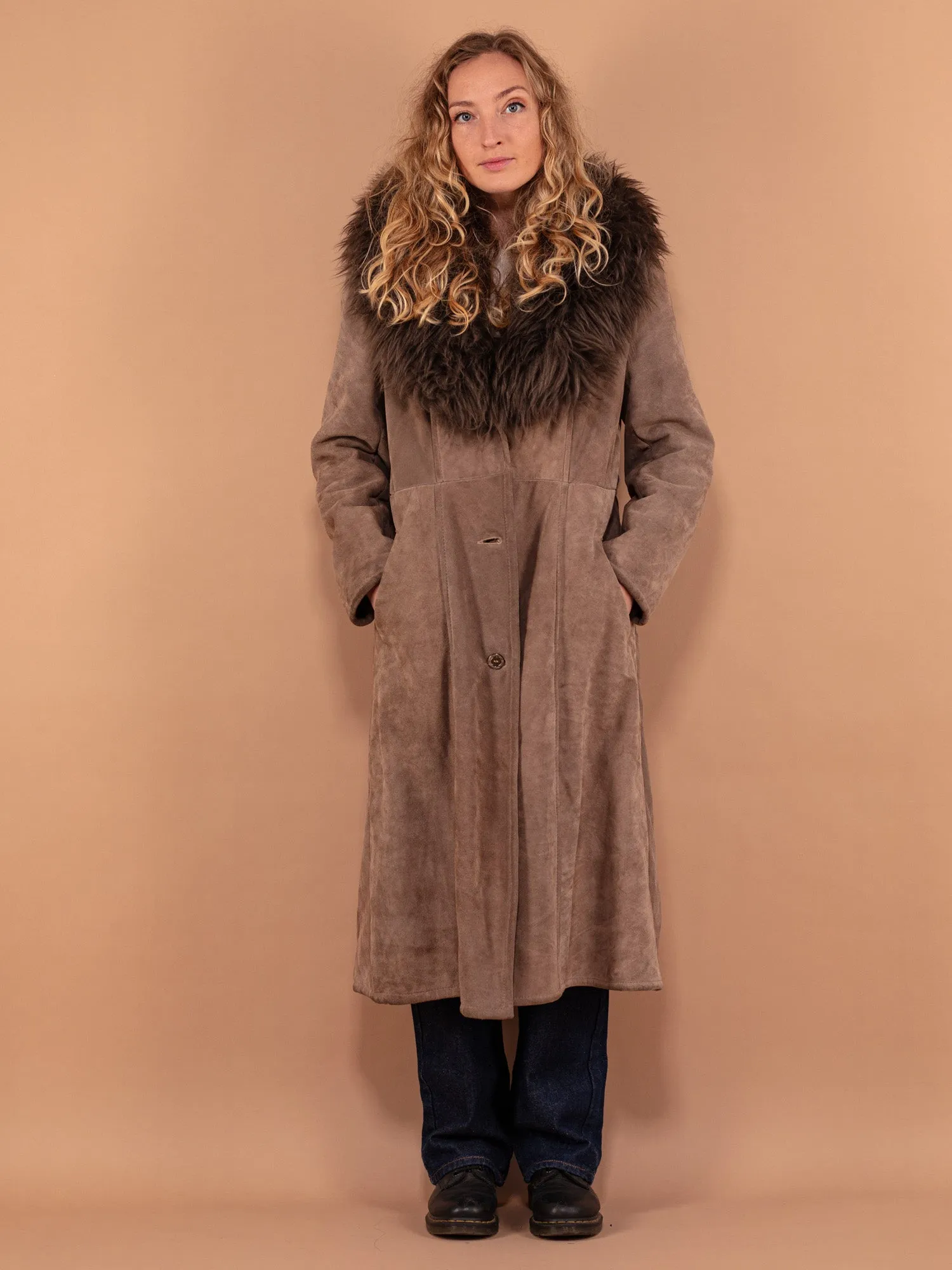 Vintage 70's Women Penny Lane Sherpa Coat in Brown